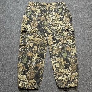 Vintage Jerzees Outdoors Camo Cargo Pants 2X Brown Green Hunting Adjustable‎